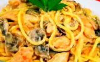 Куриная грудка в томатном соусе со спагетти